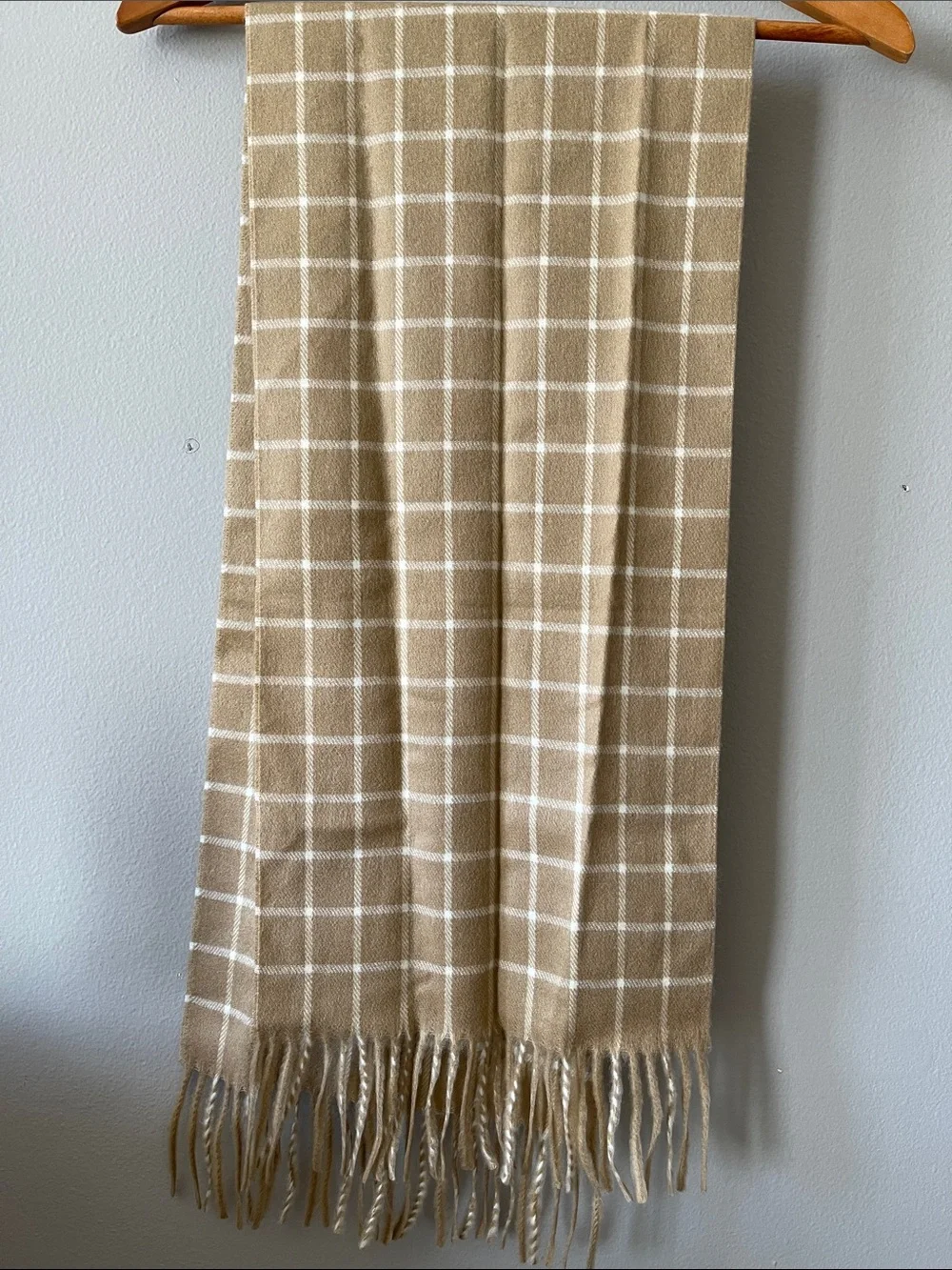 Dior Beige and White Windowpane Scarf vintage Japan